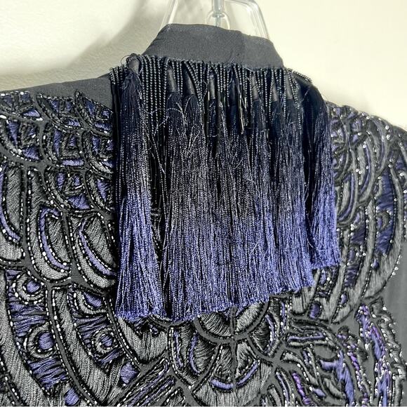 NEW Emilio Pucci Silk Beaded Tassel Open Front Cardigan Top Long Sleeve Sz 6 - Picture 11 of 12